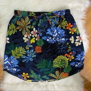 The LOFT Ann Taylor Floral Tie Elastic Waist Casual Floral Print Colorful Skirt